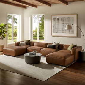 Modway Auren 6-Piece Upholstered Vegan Leather Modular Sofa