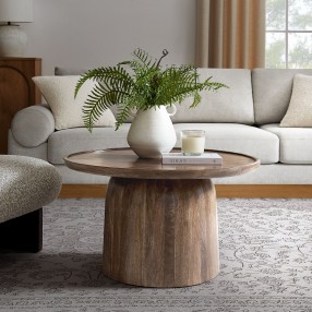 Modway Holloway 30" Round Wood Coffee Table Room View