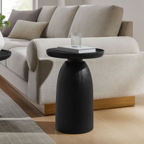Modway Holloway Round Wood Side Table Black Room VIew