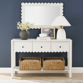 Modway Emmeline 3-Drawer Scalloped Console Table White