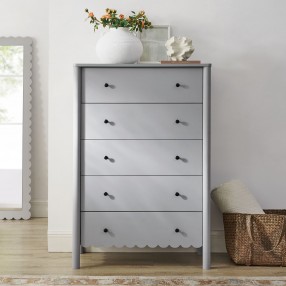 Modway Emmeline Scalloped 5-Drawer Chest Gray