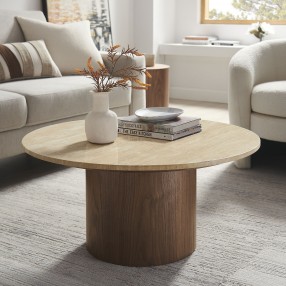 Modway Kioni Round Travertine Coffee Table 