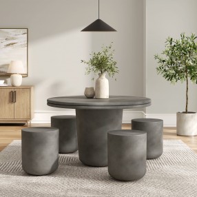 Modway Brion Indoor - Outdoor Patio Concrete 5 Piece Dining Table Gray 1