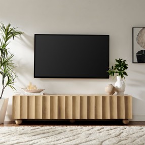 Modway Sorren Scalloped 71" Wood TV Stand Natural 