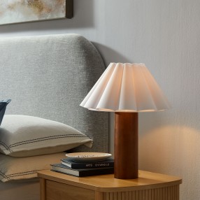 Modway Flora Wood Table Lamp With Pleated Petal Shade