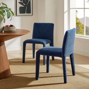 Modway Rhodes Fabric Upholstered Dining Chair Side Blue Set