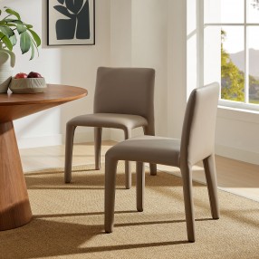 Modway Rhodes Vegan Leather Upholstered Dining Chair Brown