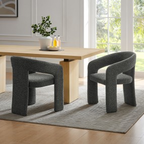 Modway Oslo Barrel Fabric Upholstered Dining Accent Chair Anthracite Set