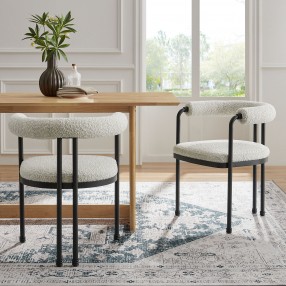 Modway Turin Curved Back Boucle and Metal Dining Accent Chair