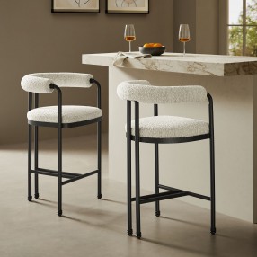 Modway Turin Curved Back Boucle and Metal Counter Stool