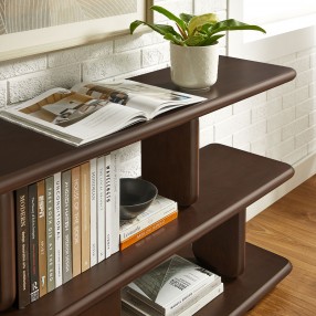Modway Lyle Sculptural 2-Tier Bookshelf Walnut