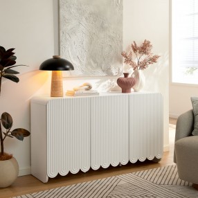 Modway Dahlia Fluted and Scalloped Sideboard Storage Cabinet White