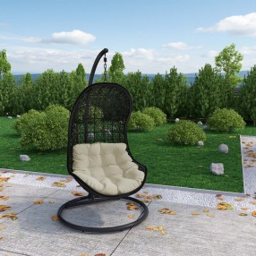 Modway Parlay Swing Outdoor Patio Fabric Lounge Chair - Espresso Beige - Lifestyle