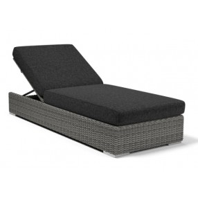 Sunset West Emerald II Wicker Chaise With Cushions In Sunbrella® Spectrum Carbon With Self Welt - Left Angle