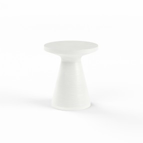 Sunset West GRC Round End Table, Bone - Front Angle