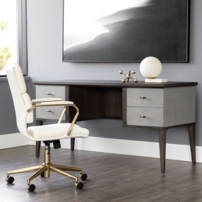 Sunpan Pattinson Desk Dark Brown-Grey Shagreen - Lifestyle