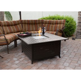 AZ Patio Heaters Outdoor Square Aluminum Fire Pit in Hammered Bronze - Lifestyle