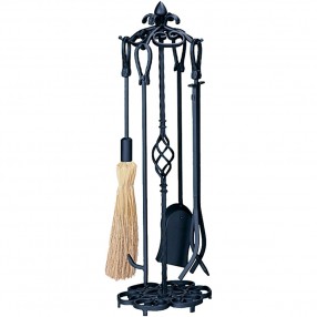 Mr. Bar-B-Q UniFlame® 5 Piece Heavyweight Black Wrought Iron Fireset