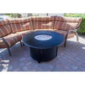 AZ Patio Heaters Outdoor Round Aluminum Propane Fire Pit in Black - Lifestyle
