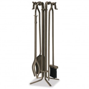 Mr. Bar-B-Q UniFlame® 5 Piece Bronze Finish Fireset with Crook Handles