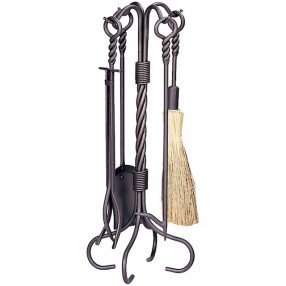 Mr. Bar-B-Q UniFlame® 5 Piece Bronze Finish Fireset with Ring/Twist Handles