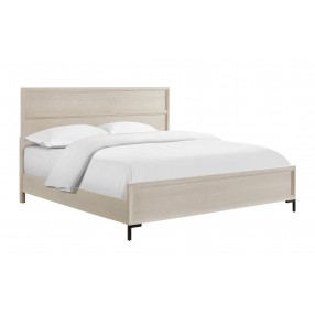 Alpine Furniture Bradley Queen / California / Standard King Panel Bed in Antique White - Front Side View