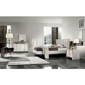 J&M Furniture Fiocco Premium White and Gold Panel Bedroom Set