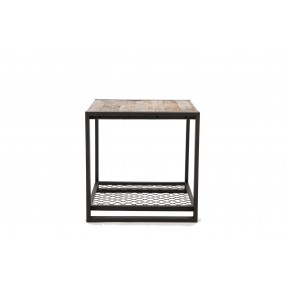 Crawford and Burke Blair Reclaimed Wood and Metal 23" Side Table, Front View