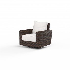 Montecito Swivel Rocker Club Chair in Canvas Flax w/ Self Welt - Front Side Angle