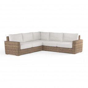 Havana Sectional in Canvas Flax w/ Self Welt - Front Side Angle
