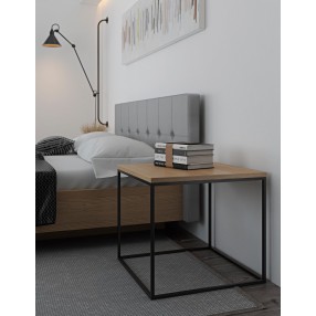 TemaHome Gleam 20x20 Wood Top Side Table in Oak & Black - Lifestyle