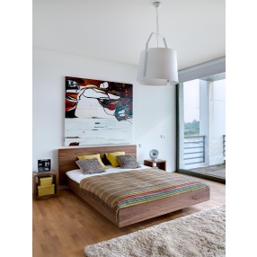 TemaHome Float Bed - King Size With Mattress Support in Walnut - Lifestyle