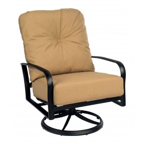 Woodard Fremont Cushion Big Man's Swivel Rocking Lounge Chair in Black - Angled