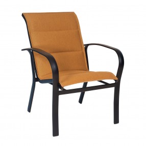 Woodard Fremont Padded Sling Dining Armchair - Stackable - Angled