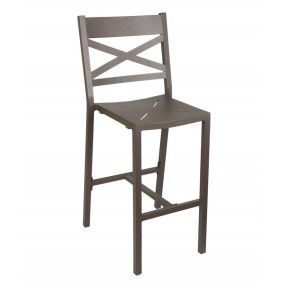 Fresco - Cross Back Barstool - Powder Coated Aluminum - Bronze