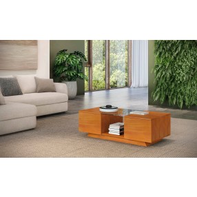 Furnitech 53" Sleek Contemporary Coffee Table in a Light Cherry Finish - Lifestyle