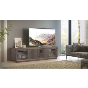 Furntech Signature 82" Contemporary Coastal Grey Rustic TV Stand Media Console in American Red Oak - Lifestyle
