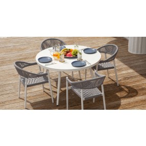 Source Furniture Aria 48" Round Aluminum Frame Dining Table