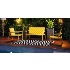 Source Outdoor Furniture Danish Aluminum Sling Strap Loveseat