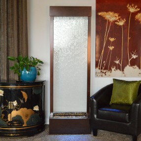 Gardenfall Clear Glass and Dark Copper Trim Floor Fountain - Front