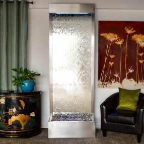 Towering 8' Stainless Steel Gardenfall with Silver Mirror - Front