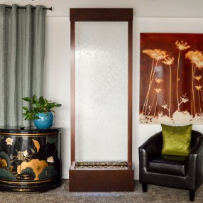 Gardenfall Clear Glass and Dark Copper Trim Floor Fountain Large - Front