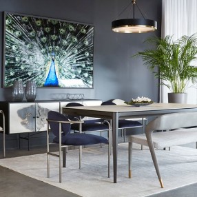 Sunpan Madura Banquette Belfast Heather Grey-Bravo Metal - Lifestyle