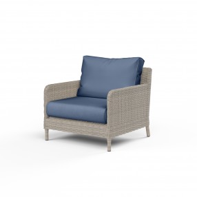 Manhattan Club Chair in Spectrum Indigo w/ Self Welt - Front Side Angle