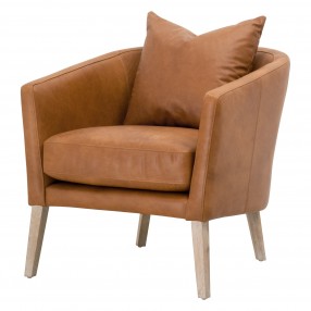  Essentials For Living Gordon Club Chair in Whiskey Brown Top Grain Leather - Angled