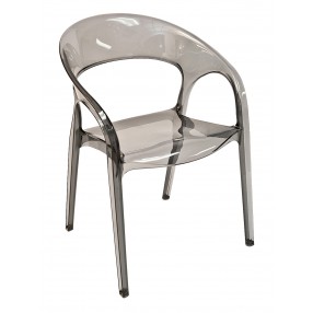 Polypropylene Shell With Aluminum Legs Side Chair - GOSSIP - Smoke Gray