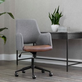 Sunpan Ian Office Chair - Bravo Cognac/Salt and Pepper Tweed  - Lifestyle