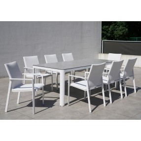 Bellini Home and Garden Versailles 9pc Dining Set with Mesh Sling in White finish