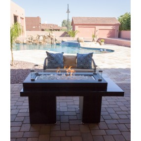AZ Patio Heaters Two Tiered Firepit in Black Mocha - Covered - Lifestyle