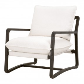 Essentials For Living Hamlin Club Chair in Performance Boucle Snow, Matte Brown Oak - Front Side Angle